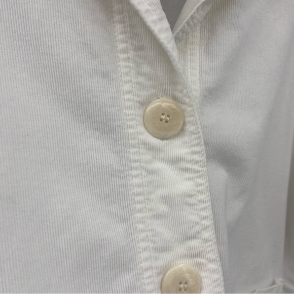 Beaumont Organic White Lightweight Corduroy Button Front Boxy Jacket Size Medium - Picture 5 of 8